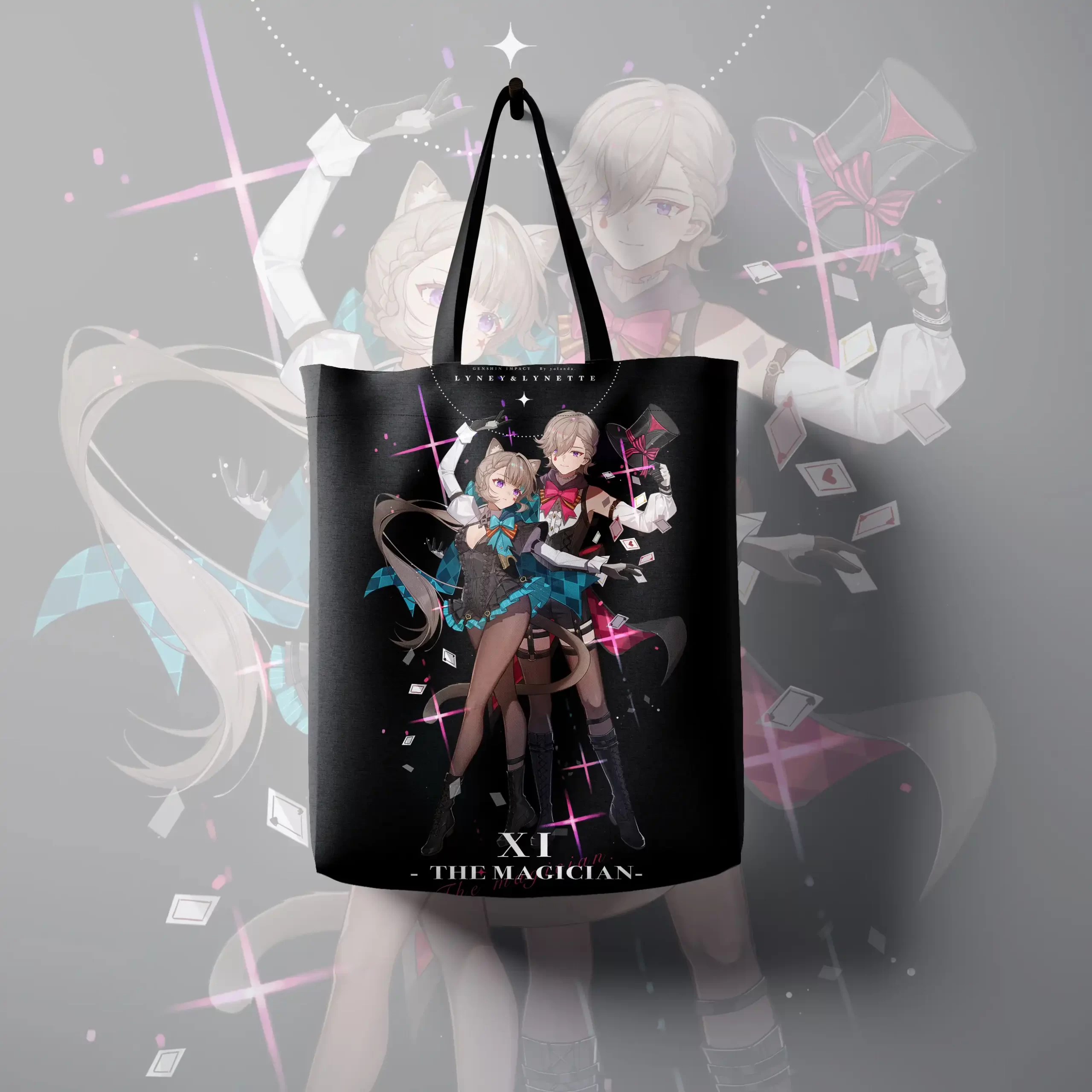 1Hanging Tote Bag Геншин lynette_and_lyney_result Шопер Геншин Импакт, Лини и Линетт