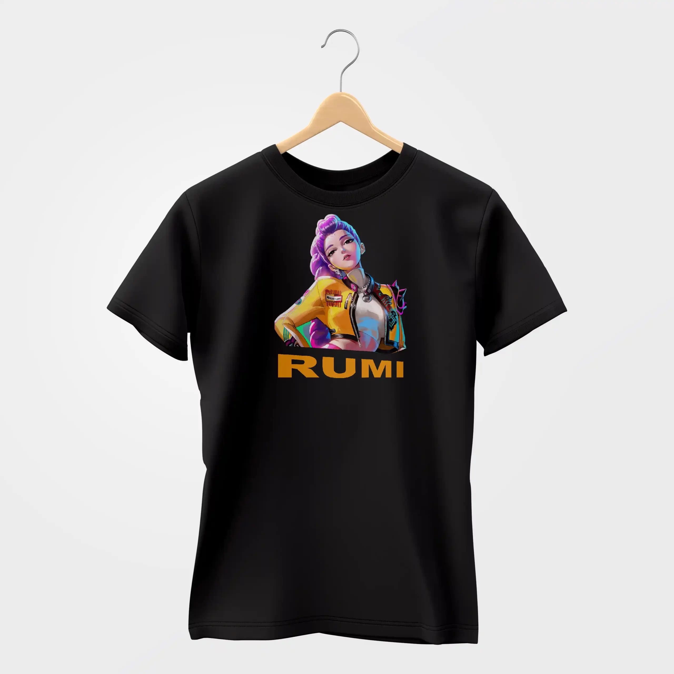 1MockUp кпоп демоны Руми черная_result Футболка Кейпоп-охотницы на демонов «KPop Demon Hunters» Руми